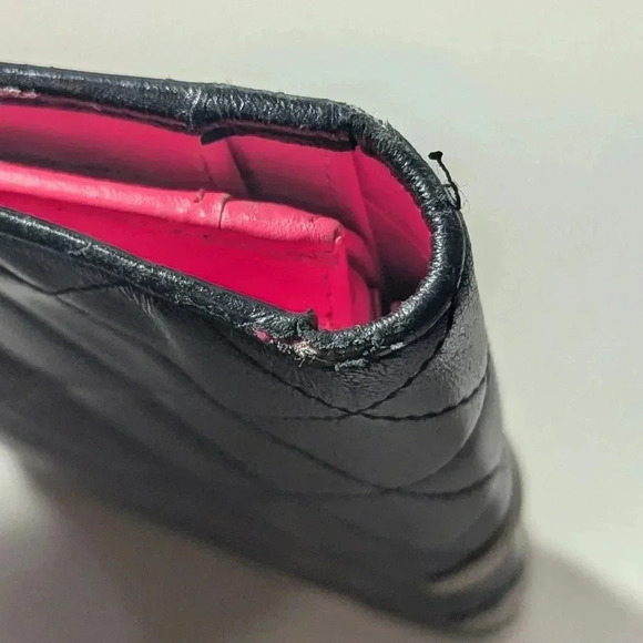 Authentic Chanel Quilted Leather Long Wallet - Black & Pink - Picture 12 of 15